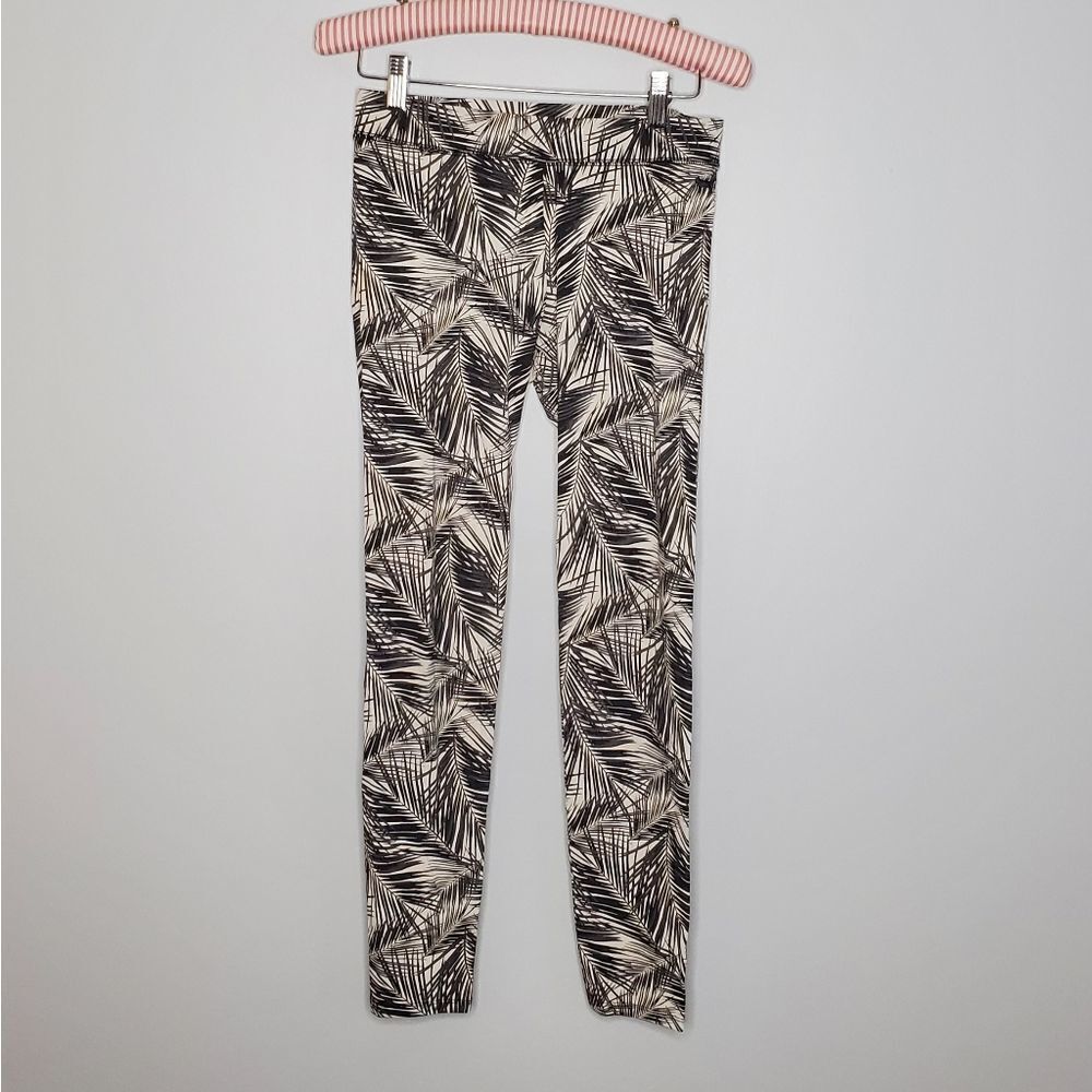 New Victoria's Secret PINK S Leggings Black White Fern Leaf Palm Leaves Print